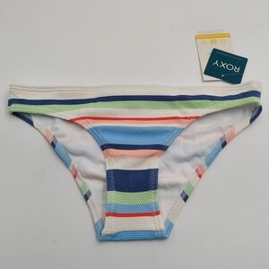 Roxy Line Up Bikini Women XS Multi Color New Striped Textured Swim Bottoms